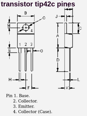 pines del transistor tip42c