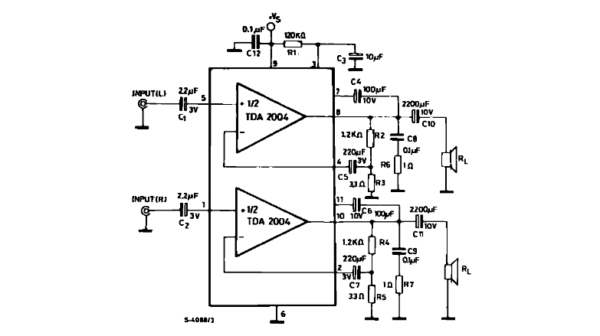 diagrama de amplificador tda2004